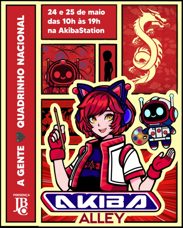 🎉 Vem aí o Akiba Alley, novo evento da @akibastationsp com foco total na arte independente nacional!📍 Akiba Station – SP 📅 24 e 25 de maio ⏰ das 10h às 19h 🎟️ Entrada gratuitaE tem mais: meus artistas estarão lá!!! Olha só quem já confirmou presença:🖋️ Amanda Freitas (The Flower Pot, The Flower Pot – O Começo) 🖋️ Caio Yo (Cosmico) 🖋️ Hiro Kawahara (A Sereia da Floresta, Yowiya) 🖋️ Max Andrade (Tools Challenge) 🖋️ Jun Sugiyama (Romaria, com arte de Alexandre Carvalho)Vai ter quadrinho, print, zine e muita troca com quem faz a cena acontecer. Um encontro imperdível com a nova geração do mangá nacional!Confira a turma completa que estará no evento:@manda_fritas @bonnie.deaguiar @caioosart @caioyo @gem.i.ni @harumoony @hirokawahara @iago.desenha @jeygglypuff @loyola_ju @junraiya @kaikyharu @_katota @maicl33 @puffnopiripaf @erika.fujitani @michelvp.oficial @nathalia_ichioka @pri_mizuh @talessak @tallesfsr @xaxarabisca📍 Rua Thomaz Gonzaga – Liberdade, SP 📲 Mais detalhes em: @akibastationsp e @biancasak#AkibaAlley #JBC #MangáNacional #AutoresJBC #QuadrinhosBrasileiros #MangásBrasil #AmandaFreitas #CaioYo #MaxAndrade #HiroKawahara #JunSugiyama #EventoGeek #ArteIndependente #FeiraDeAutores #QuadrinhoNacional